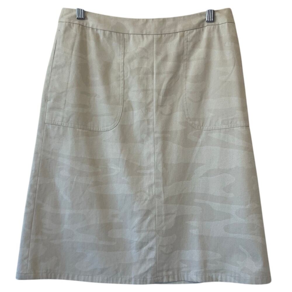 Banana Republic Camo Y2K Style Cream/Tan Cotton Pencil Skirt Size 6